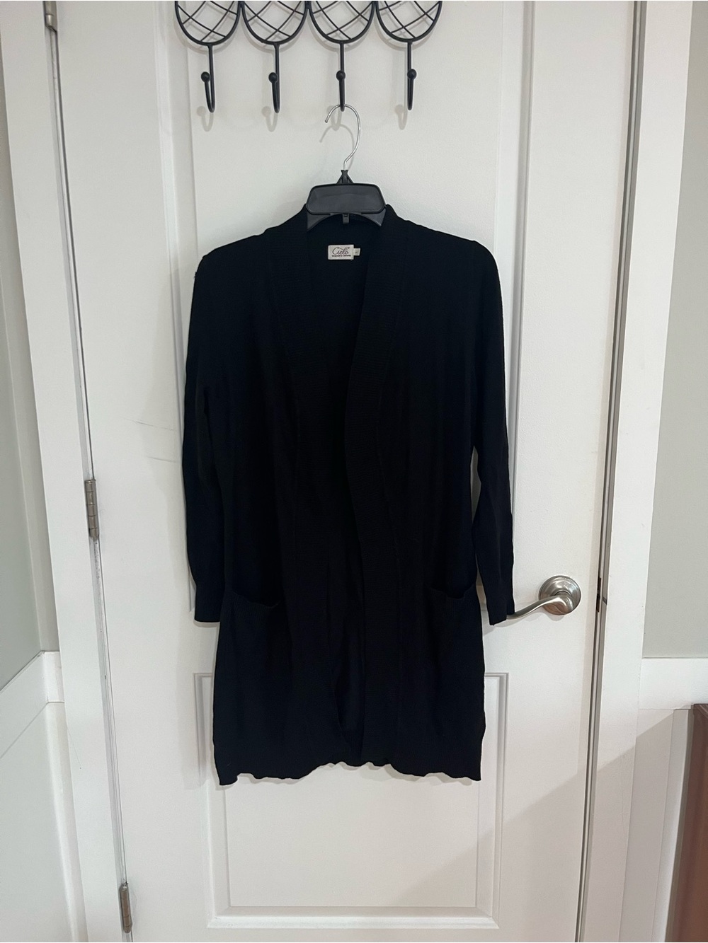 Cielo Black Open-Front Long Cardigan